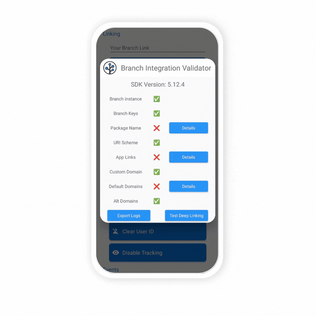 Gif demonstrating the "Export Logs" button.