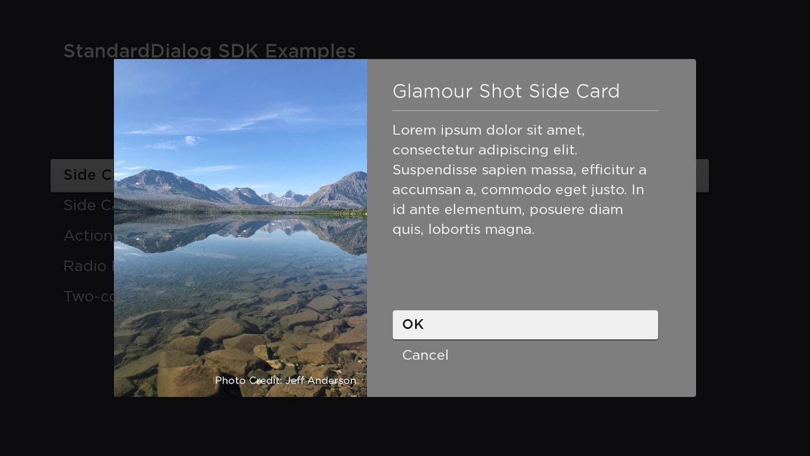 call-to-action dialogues in a side card area