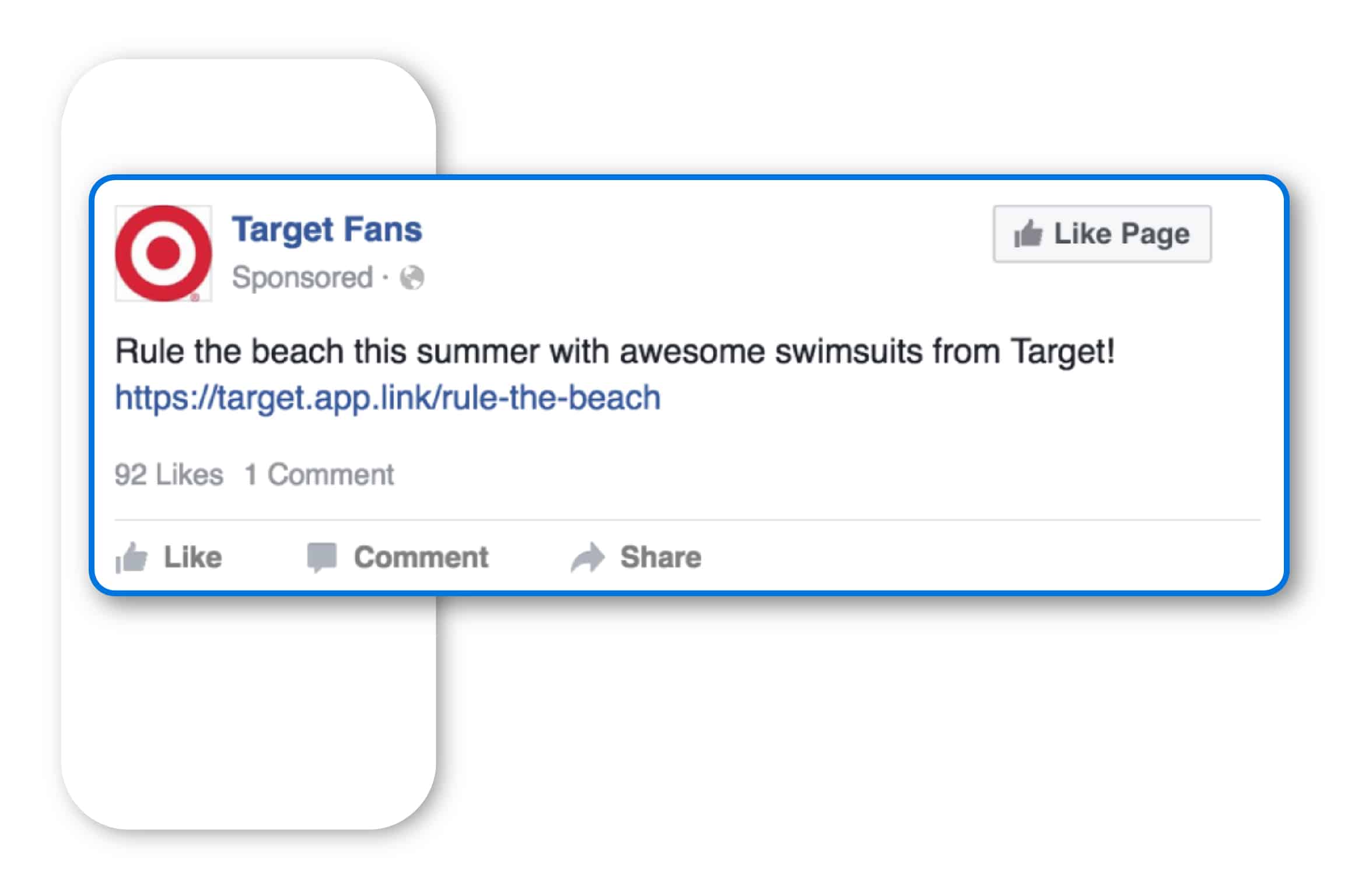 Screenshot of Target promoted post with branded target.app.link.