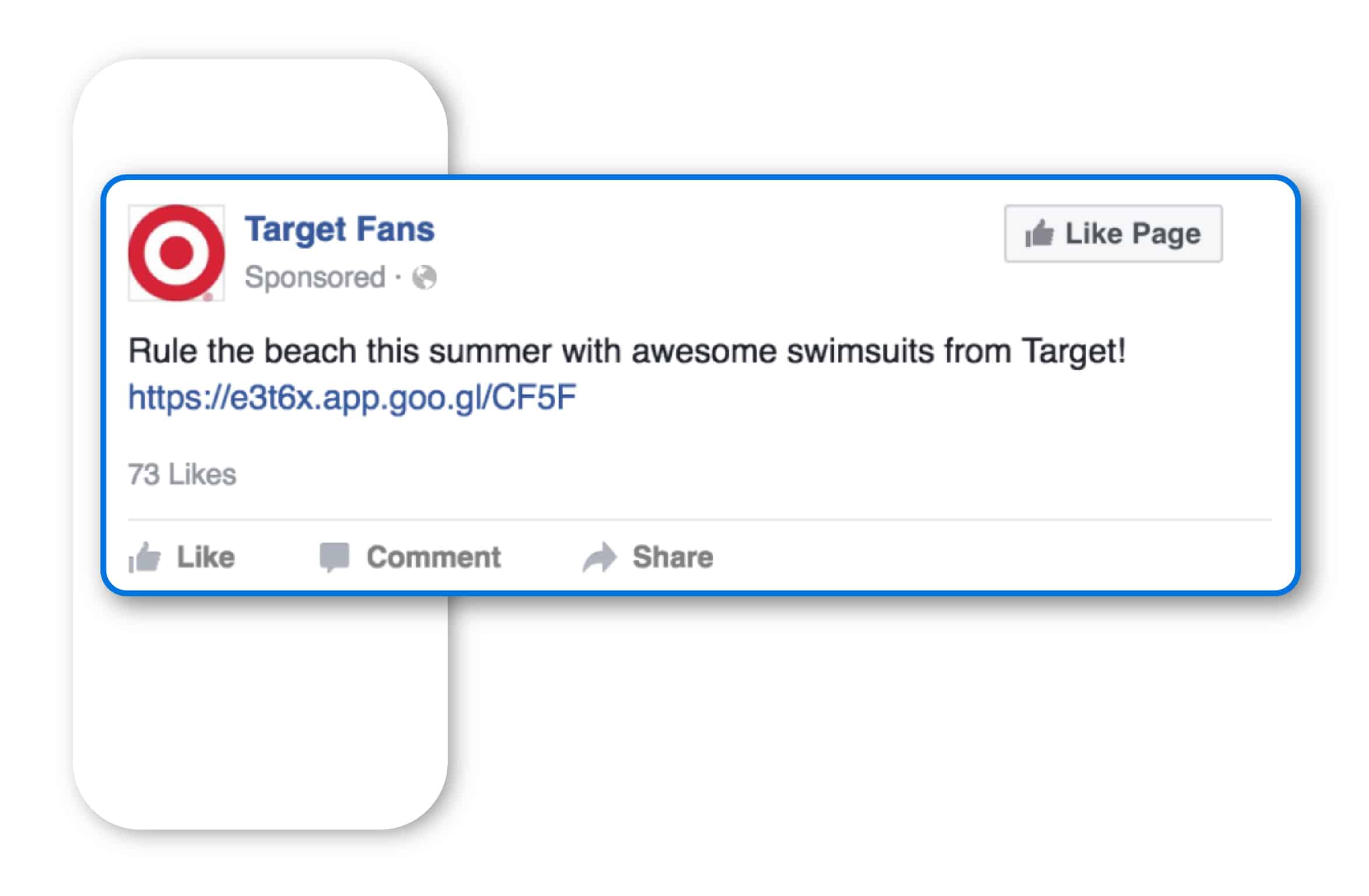 Screenshot of Target promoted post with non-branded link.