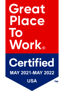 Great Place to Work Certified badge for May 2021-May 2022, USA.