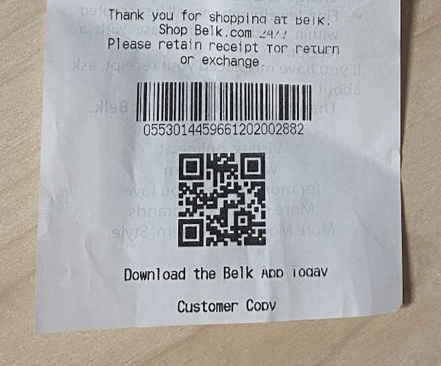 QR code on customer copy bill