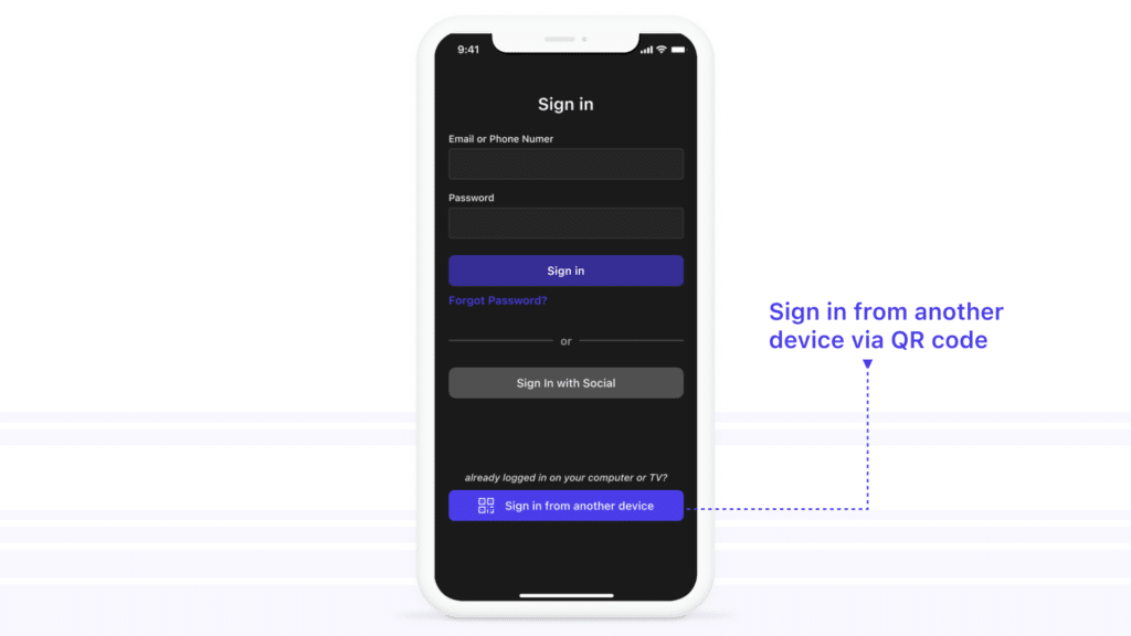 Screenshot of QR code sign in from another device