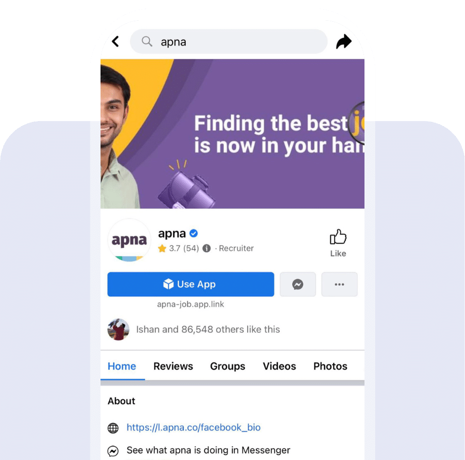 Screenshot of the Apna app listing