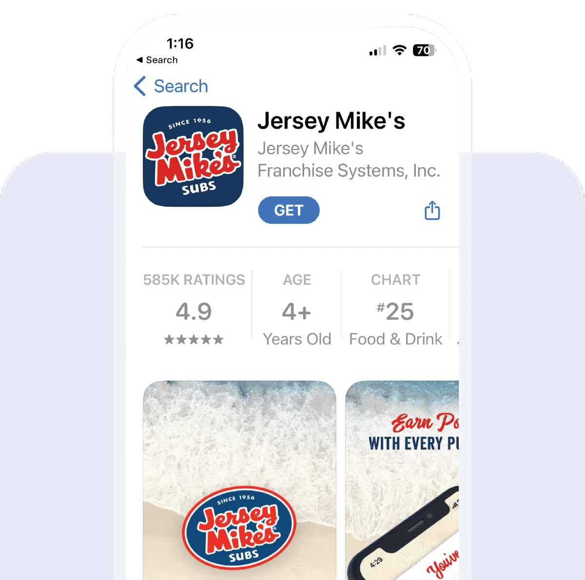 jersey mikes app screen shot