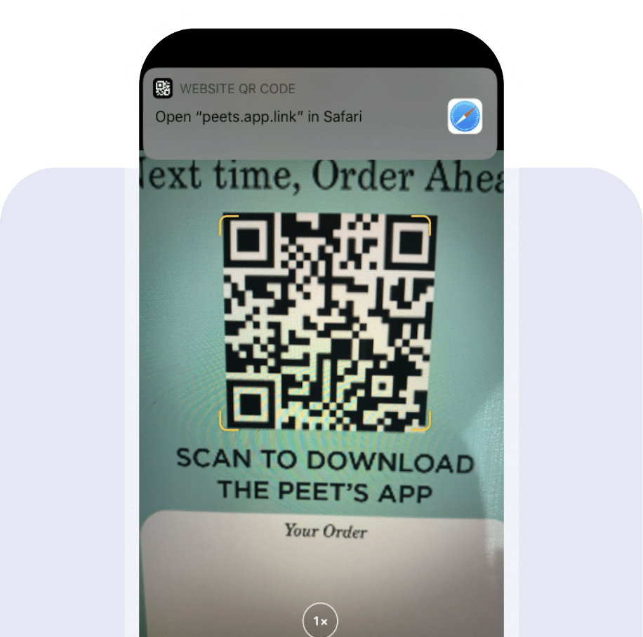 Image of a scannable QR code to download the Peet's app.