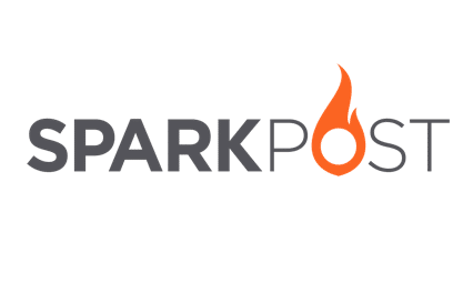 Logo of SparkPost with stylized flame above the letter 'k'.