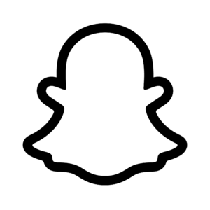 Logo of Snapchat, featuring a white ghost shape on a yellow background.