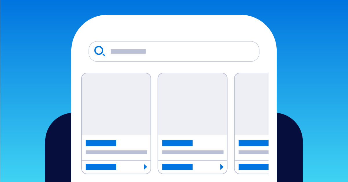 Graphic showing a smart phone displaying a blank product feed.