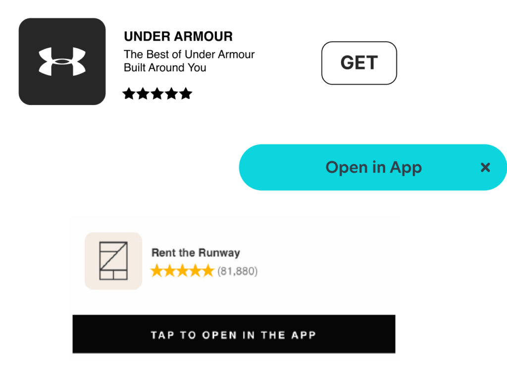  Under Armour and Rent the Runway with rating stars and 