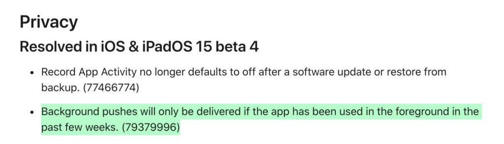 resolved in iOS & iPadOS 15 beta 4