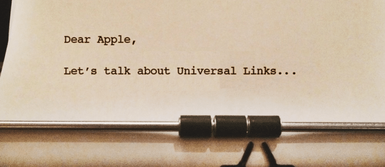 An artistic depiction of a deer beside an apple, representing a dialogue focused on the concept of universal links.