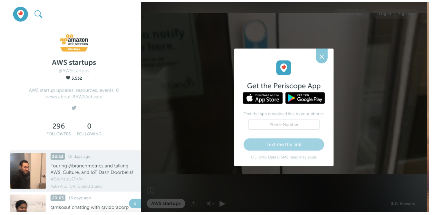 Periscope desktop experience Periscope desktop experience