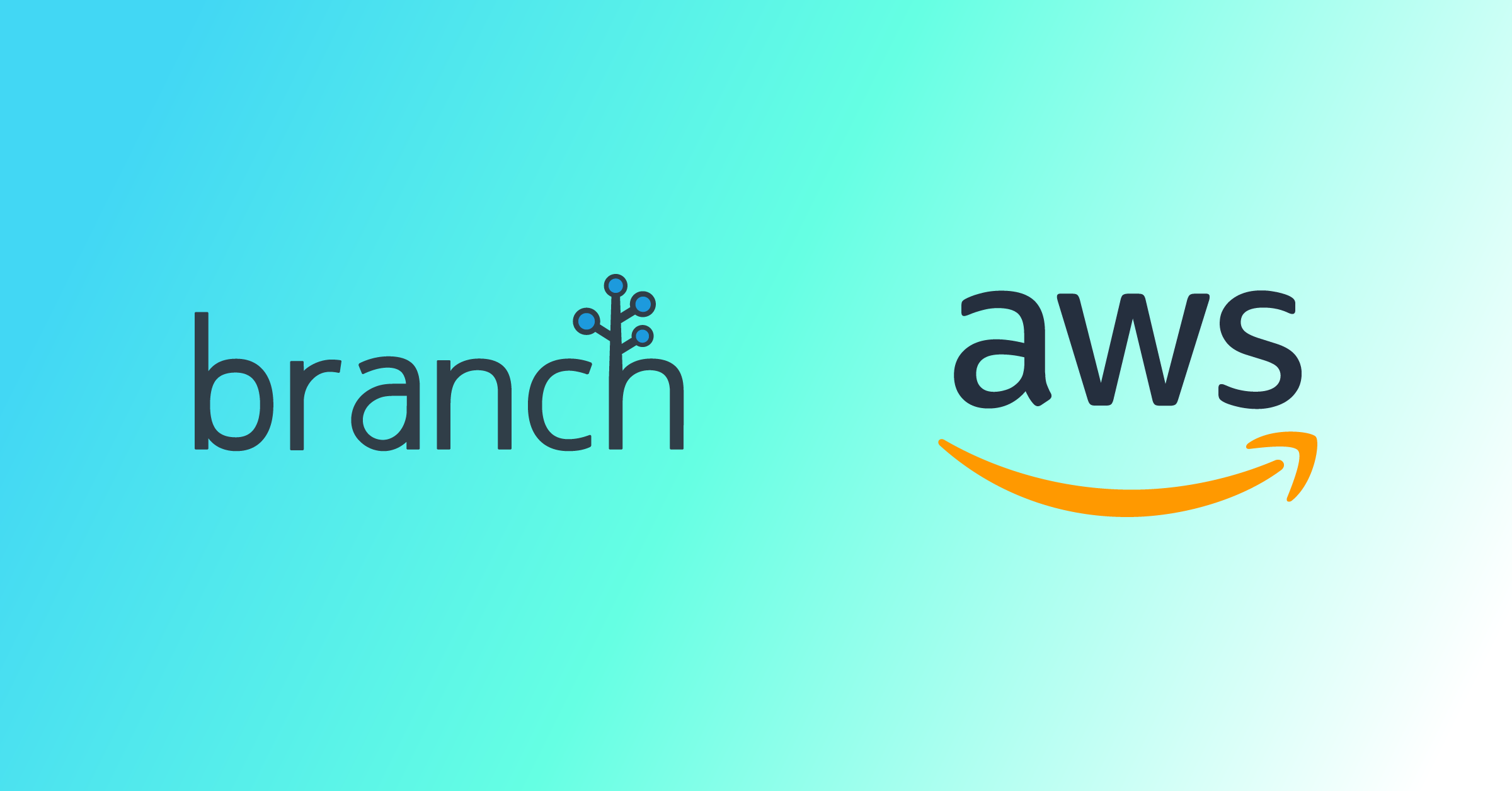 Branch logo and Amazon Web Services (AWS) logo on gradient teal background